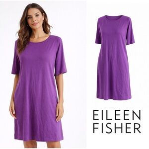 NEW Eileen Fisher Purple Viscose Jersey 3/4 Sleeve